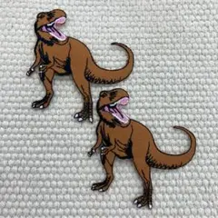 刺繍ワッペン　恐竜　ティラノサウルス　ダイナソー　2枚セット