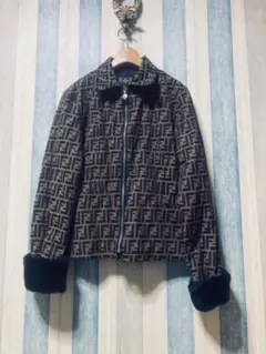 伊製/ FENDI フェンディ ズッカ柄/薄中綿/ジップジャケット/40位