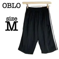 OBLO【M】ジャージ ハーフパンツ 黒 ラインパンツ スポーツ トレーニング
