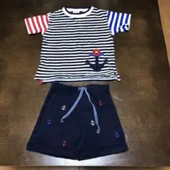Candy Kids ストライプTシャツとネイビーパンツセット