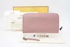 FENDI ラウンドファスナー長財布 セレリア ピンク レザー ABランク ロゴ