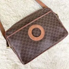 【希少】 セリーヌ ショルダーバッグ マカダム サークルロゴ レザー ブラウン