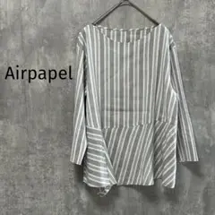 4024【エアパペル】七分袖プルオーバーシャツ　ブラウス　麻リネン混
