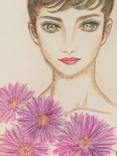 アナログイラスト withストケシアの花