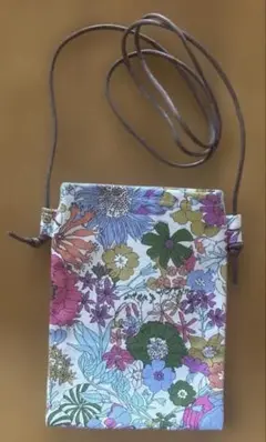花柄布製スマホショルダーバッグ