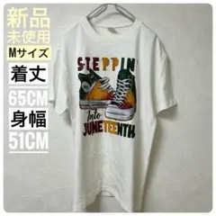 新品未使用 Tシャツ スニーカー柄 プリント 綿100% 白 メンズM相当