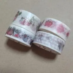 いちごと花の和紙マスキングテープ4個セット