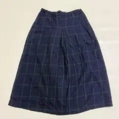 【美品】CROCODILE チェック柄フレアスカート ネイビー Lサイズ