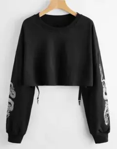 SHEIN チャイニーズドラゴンプリント クロップウェットシャツ