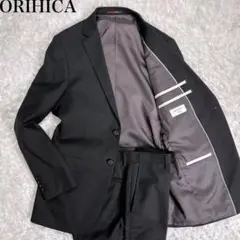 美品✨ORIHICA オリヒカ スーツセットアップ シャドウストライプ 黒 Y7