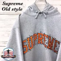 《激レア》シュプリーム Supreme☆パーカー L デカロゴ グレー