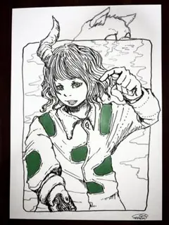 「穴空いてる服っておしゃれっぽい」　インクイラスト 手描き オリジナル 原画