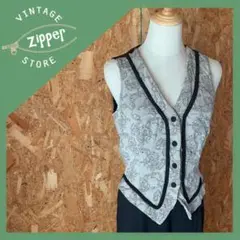 US古着オールインワンベストジレノースリーブ刺繍パンツドレスフォーマル結婚式