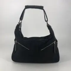 トッズ レザー キャンバス ハンド ショルダーバッグ ナイロン 黒 EN376