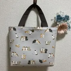 ☆ハンドメイド☆ 猫柄　トートバック　グレー
