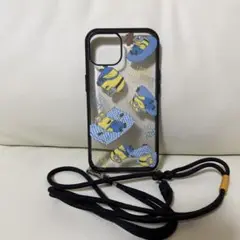 ミニオンiPhone14用ケース　ストラップ付き