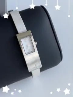 FENDI 時計 白ベルト orologi レクタンレギュラー シルバー
