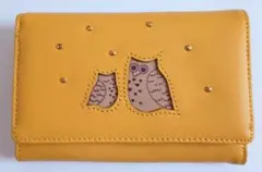 フクロウ財布　黄色の財布　金運アップ財布