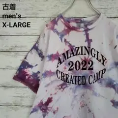 古着 ギルダン Tシャツ タイダイ 染め カラフル ビッグサイズ パープル XL