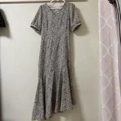 花柄 半袖ロングワンピース バッククロス