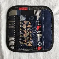 古布パッチワーク刺し子のミニフリーマット