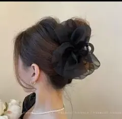 シフォンフラワーヘアアクセサリー ブラック