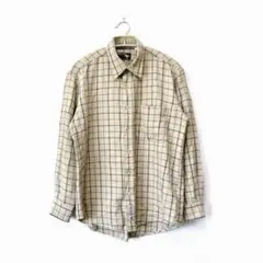 ベージュシャツ WALLABY【M】春夏 チェック柄 長袖 カジュアル