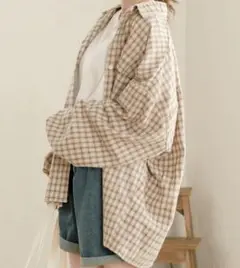 cham. ゆるだぼ　チェックシャツ
