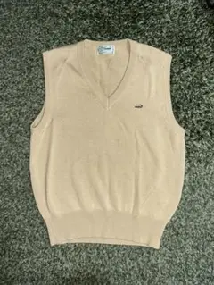 80s Crocodileベージュ Vネック ベスト