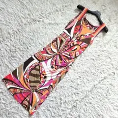 美品　エミリオプッチ　膝丈ワンピース　シルク　ロゴ　EMILIO PUCCI