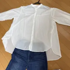 Gu シアーテントラインシャツ　ホワイト　L