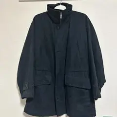ブラック モッズコート 2ポケット ギャザー付き