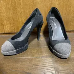 CHANEL シャネル パンプス ヒール ラメ ロゴ ココマーク 38