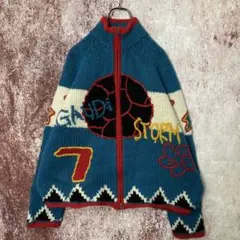 gaudi ニットブルゾン かわいい スコットランド 手編み ローゲージ 古着