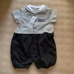 COMME CA FOSSETTE ストライプロンパース　セーラー襟