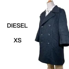 【人気◎】ディーゼル ダブルボタンチェスターコート XS ウール アルパカ 黒
