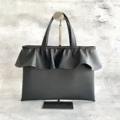 【試作品】フリルサブバッグ　フェイクレザー　ブラック　※訳あり