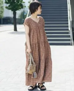 B:MING by BEAMS プリント ティアードワンピース Sサイズ　半袖