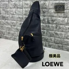 極美品 LOEWE ロエベ オールレザー スリング ボディ バッグ アントン 黒 LOEWE ロエベ クロスボディバッグ/スリングバッグ/ANTON SLING