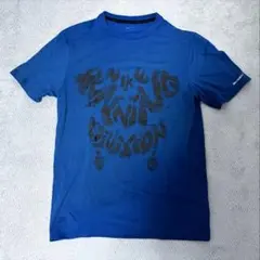 青いランニングTシャツ グラフィックプリント