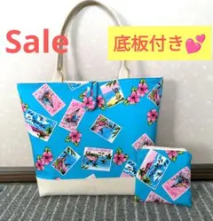 ハワイアン★フラ＆サーフ(turquoise-blue)トートバッグ