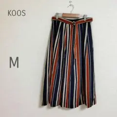 ストライプ ロングスカート M KOOS きれいめ ベルト付き