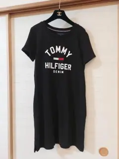 TOMMY HILFIGER ブラック 半袖スウェットワンピース XS