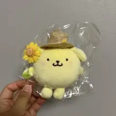 サンリオ　ポムポムプリン　マスコット　ぬいぐるみ　ひまわり