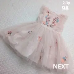 NEXT　花柄刺繍チュールドレスワンピース　2-3y98