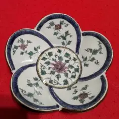 九谷焼 銀泉窯 色絵牡丹 花型 小鉢 16cm