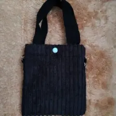 【未使用品】コーデュロイ黒ショルダーバッグ