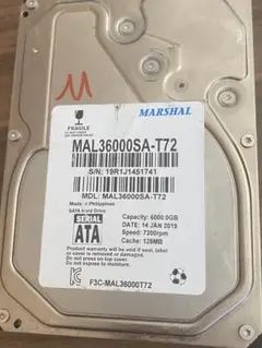 Marshal MAL36000SA-T72 6TB 約15000時間