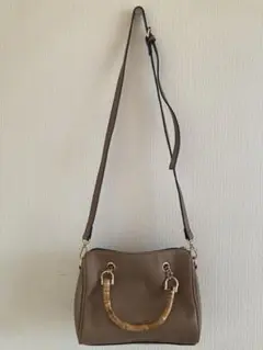 バンブーハンドル　ショルダーバッグ　美品