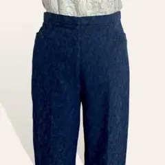 ♥️美品 Lantana ネイビー シャドーボタニカル柄 テーパードパンツ M